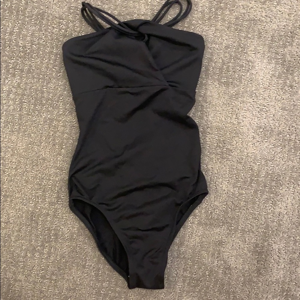 black strappy leotard